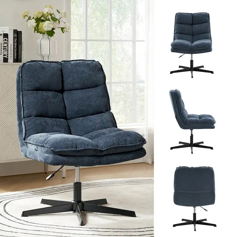 Modern Armless Office Chair Tufted 360 Swivel Upholstered