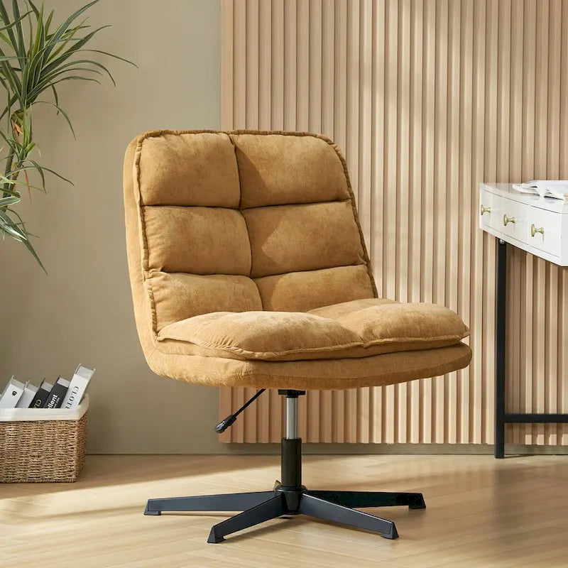 Modern Armless Office Chair Tufted 360 Swivel Upholstered