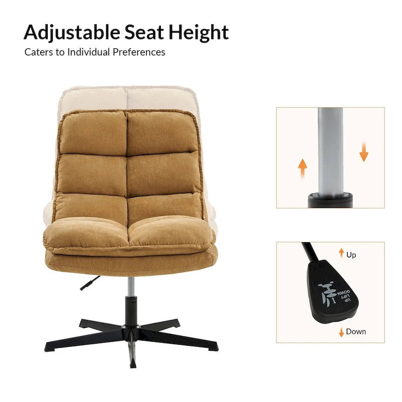 Modern Armless Office Chair Tufted 360 Swivel Upholstered