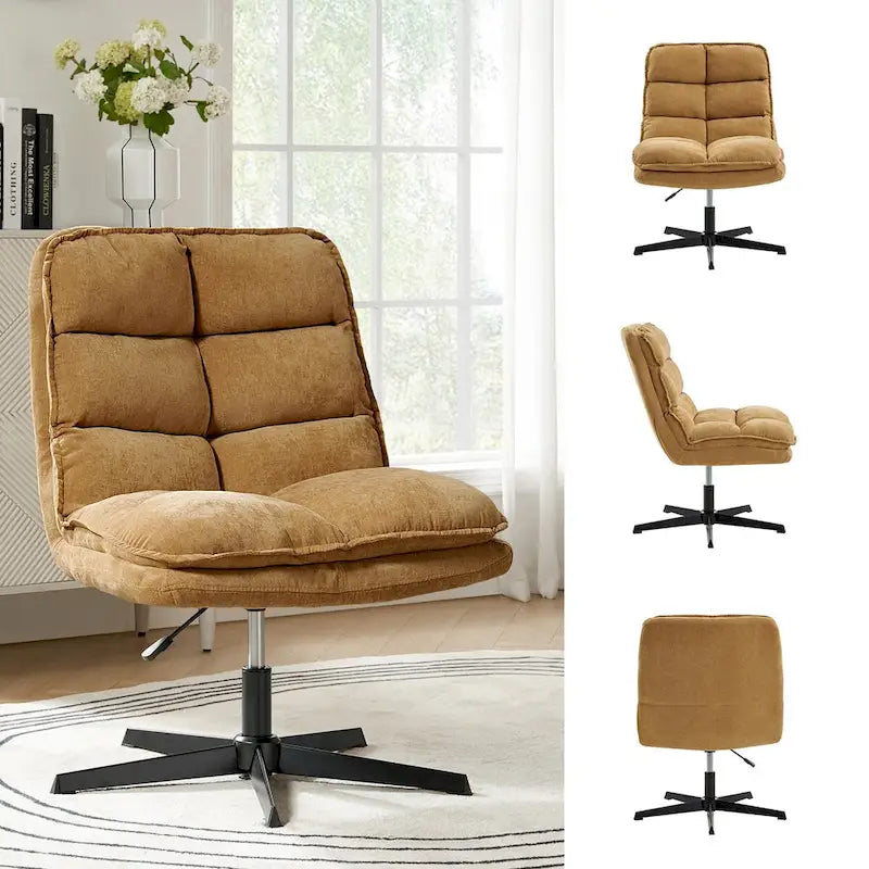 Modern Armless Office Chair Tufted 360 Swivel Upholstered