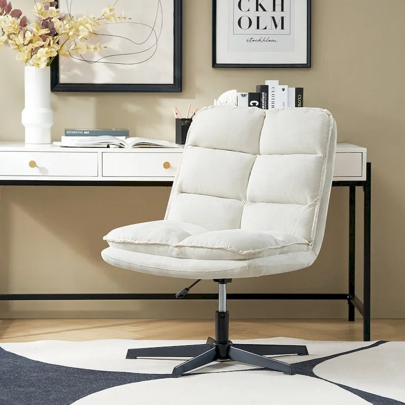 Modern Armless Office Chair Tufted 360 Swivel Upholstered
