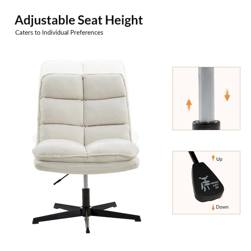 Modern Armless Office Chair Tufted 360 Swivel Upholstered